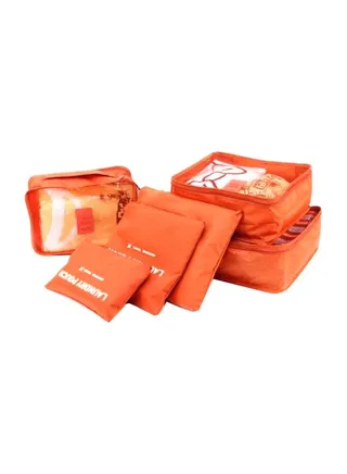 6-Piece Packing Organizer Set Orange/Clear 