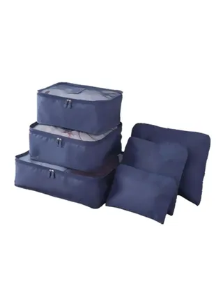 6-Piece Travel Storage Bag Set Blue/Grey 
