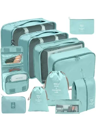 Packing Cubes Set of 11, Waterproof Travel Luggage Packing Organizers Set, Travel Accessories Large Toiletries Bag 