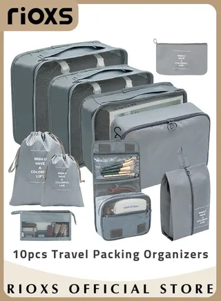 10Pcs Packing Cubes for Storage Luggage Packing Cube Organizer Travel Packing Cubes Set Clothes Shoes Storage Travel Organizer Bags for Luggage 
