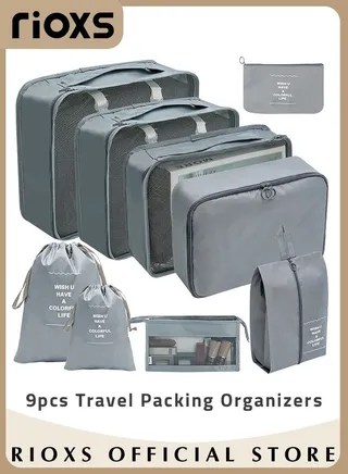 9Pcs Packing Cubes for Storage Luggage Packing Cube Organizer Travel Packing Cubes Set Clothes Shoes Storage Travel Organizer Bags for Luggage 