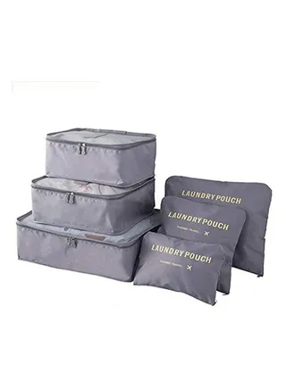 6-Piece Grey Organizer Bags Set for Seamless Packing 