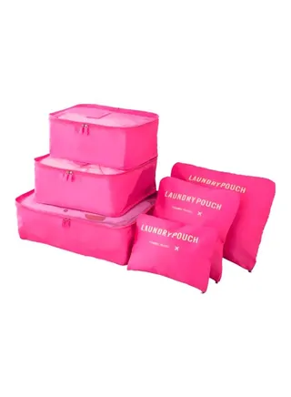 6-Piece Travel Pouch Set Pink 