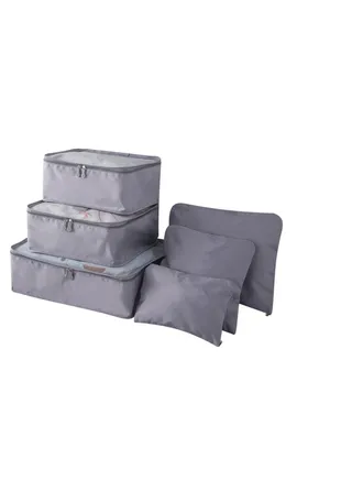 Ultimate Travel Organization 6-Piece Gray Packing Cube Set 