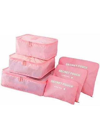 Pack of 6 Packing Cubes-Travel Clothe Storage Bag 