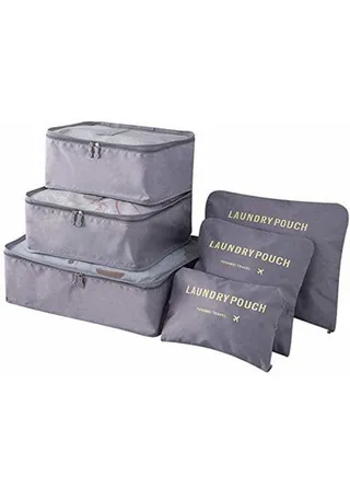 Pack of 6 Packing Cubes-Compression Travel Luggage Organizer Storage Bag 