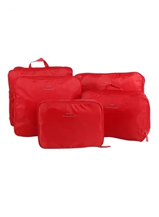 5-Piece Luggage Travel Organizer Bag Set Red 