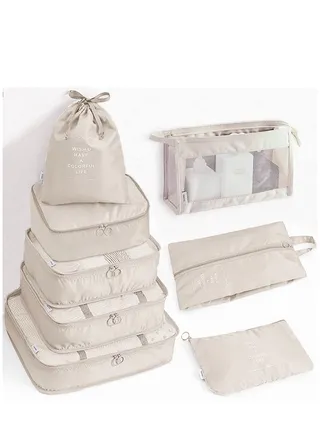8 Set Packing Cubes for Suitcases Travel Luggage Organizers Accessories Bag Large Lightweight Waterproof Storage Gear with Toiletries Cosmetic Clothes 