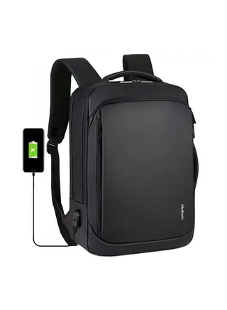 Business Waterproof Multifunction Laptop Backpack With USB Outport Black 