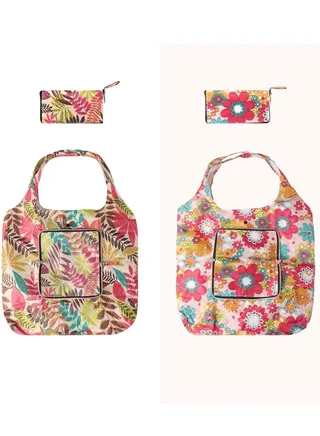 Reusable Foldable Shopping Bags, 2 Pack Heavy Duty Washable Tote Bags, Grocery Shopper Tote Bags, Eco Friendly, Reusable and Waterproof Grocery Bags for Shopping, Travel, and Daily Use 