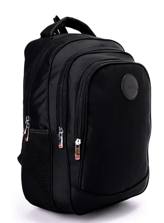 Shield Two Main Compartment Zipped Laptop Bag - Black With USB 