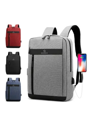 Modern Laptop Travel Bag, Professional Large School Backpack Waterproof with USB Charging Port for Men and Women 