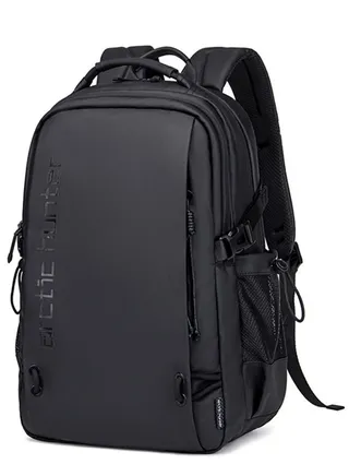 B00530 CHS Stylish Casual Waterproof 15.6-Inch Laptop Oxford Fabric Backpack Bag, Black 