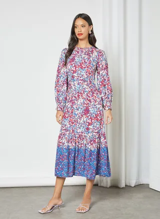 Floral Print Midi Dress Multicolour 