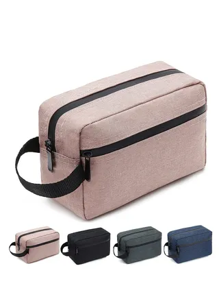 Travel Toiletry Bag, Water-resistant Shaving Bag for Toiletries Accessories, Foldable Storage Bags with Divider and Handle Cosmetics Brushes Tools Women Men(Pink) 