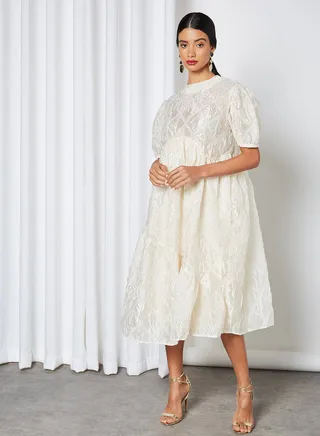 Supper Oversized Midi Dress Cream 