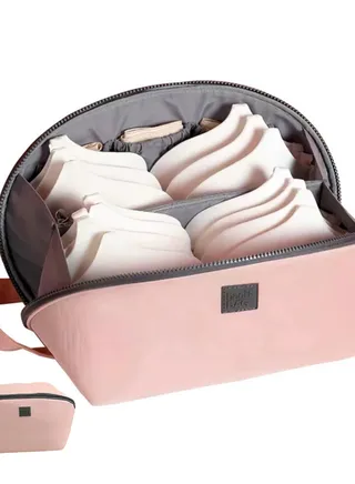 Travel Underwear Organizer Bag, Portable Bra and Lingerie Storage Pouch with Liner, Large Packing Cube for Underwear, Socks, Cosmetic, More - Ideal Home Use (Pink) 