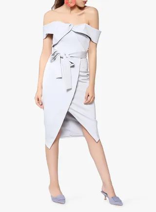 Twist Bardot Midi Dress Grey 