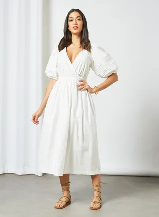 Cut-Out Detail A-Line Dress White 