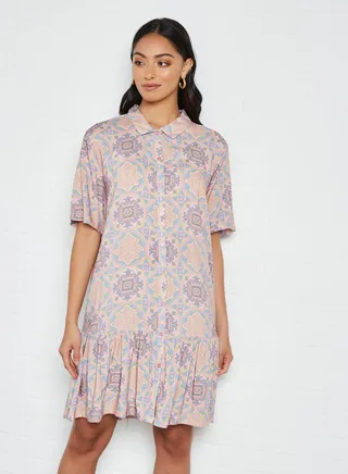 Printed Shirt Dress Multicolour 
