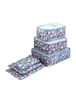 6-Piece Packing Organizer Set Grey/Pink/Clear 
