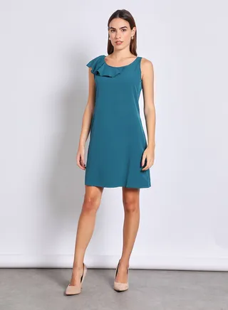 Women'S Casual Midi Sleeveless Plain Basic Dress Green 