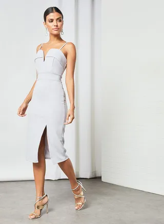 Jillian Strap Midi Dress Grey 