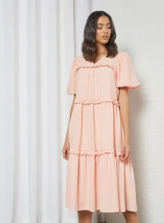 Abel Ruffled Dress Apricot Cream 