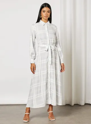 Pleat Detail Dress Grey 