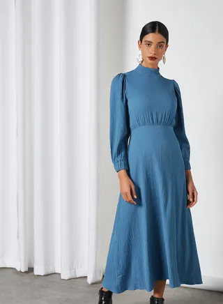 Open Back Midi Dress Blue 