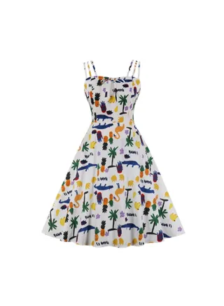 Fresh Suspender Vintage Dress Multicolour 
