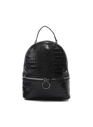 Leather Reptile Pattern Backpack Black 