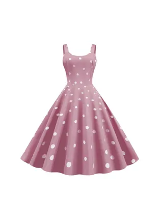 Polka Dot Elegant Dress Pink/White 