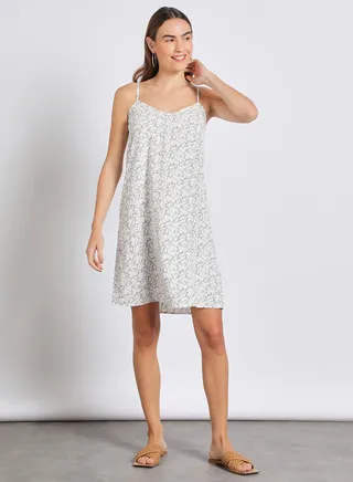 Women'S Casual Midi Straps Dress White/Black 