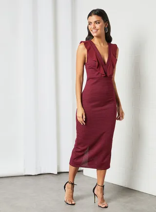Erin Frill Midi Dress Burgundy 