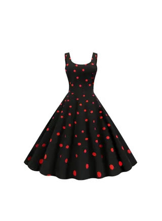 Polka Dot Elegant Dress Black/Red 