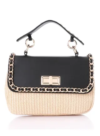 Studded & Chain Outlined Closure Flap Handbag 