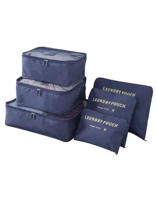 Storage Bag Travel Luggage Organizer 6 Set for Suitcase Packing Organizer Travel Packing Pouches Packing Cubes Clothes Sorting Package, Navy 