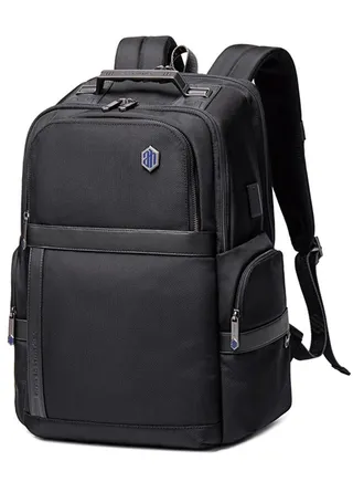 B00449 Aluminum Handle Laptop Travel Three Compartments Organized USB Charging Port - Black 