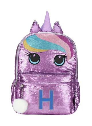 Cubs Fashion Cute Purple Unicorn Sequin Letter H Multicolor 