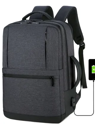 MEINAILI 1908 17 inch Business Waterproof Laptop Backpack – USB Outport – Dark Grey 
