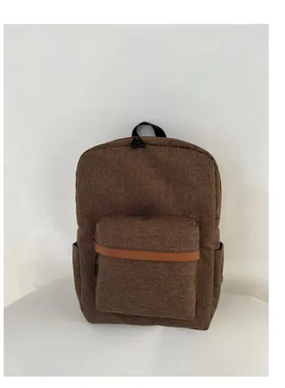 high quality backpack with inside safety for laptop made from fabric with leather parts 