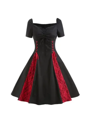 Elegant Midi Dress Black/Red 
