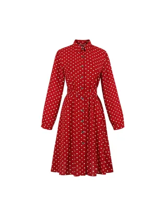 Casual Polka Dot Elegant Dress Red/White 