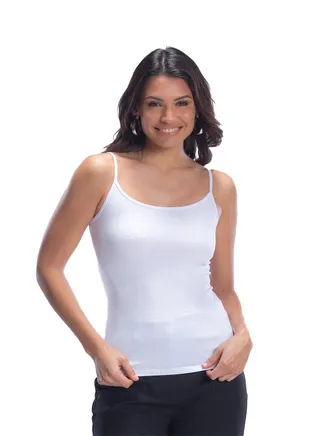 Carina Spaghetti Straps Plain Tank Top - white 