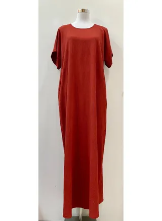 Ladies Plain Dress Crepe and Polyester Blend Maroon Color 