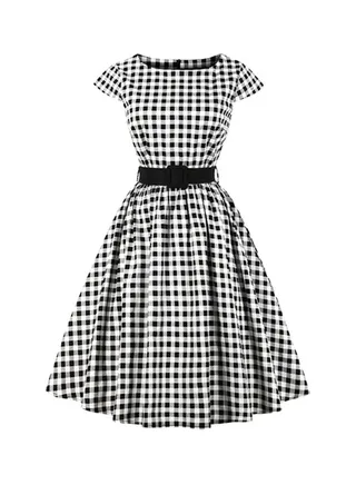 Round Neck Midi Dress Black/White 