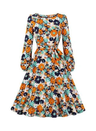Floral Print Midi Dress Multicolour 
