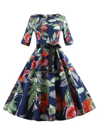 Casual Printed Midi Dress Multicolour 