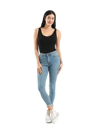 Carina Plunge Neck Top - Black 